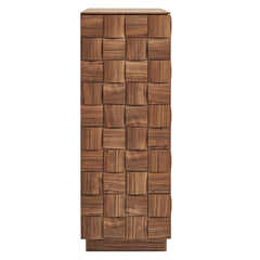 Duskin Walnut 39 Inch Geometric Block Design Tall Storage Cabinet - Ornate Home