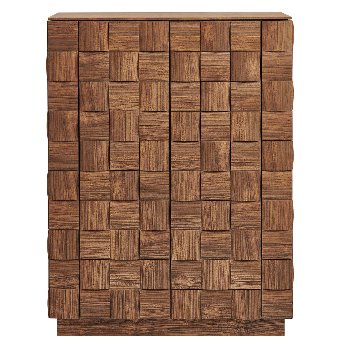 Duskin Walnut 39 Inch Geometric Block Design Tall Storage Cabinet - Ornate Home