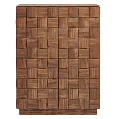 Duskin Walnut 39 Inch Geometric Block Design Tall Storage Cabinet - Ornate Home