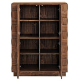 Duskin Walnut 39 Inch Geometric Block Design Tall Storage Cabinet - Ornate Home