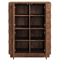 Duskin Walnut 39 Inch Geometric Block Design Tall Storage Cabinet - Ornate Home