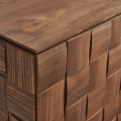 Duskin Walnut 39 Inch Geometric Block Design Tall Storage Cabinet - Ornate Home
