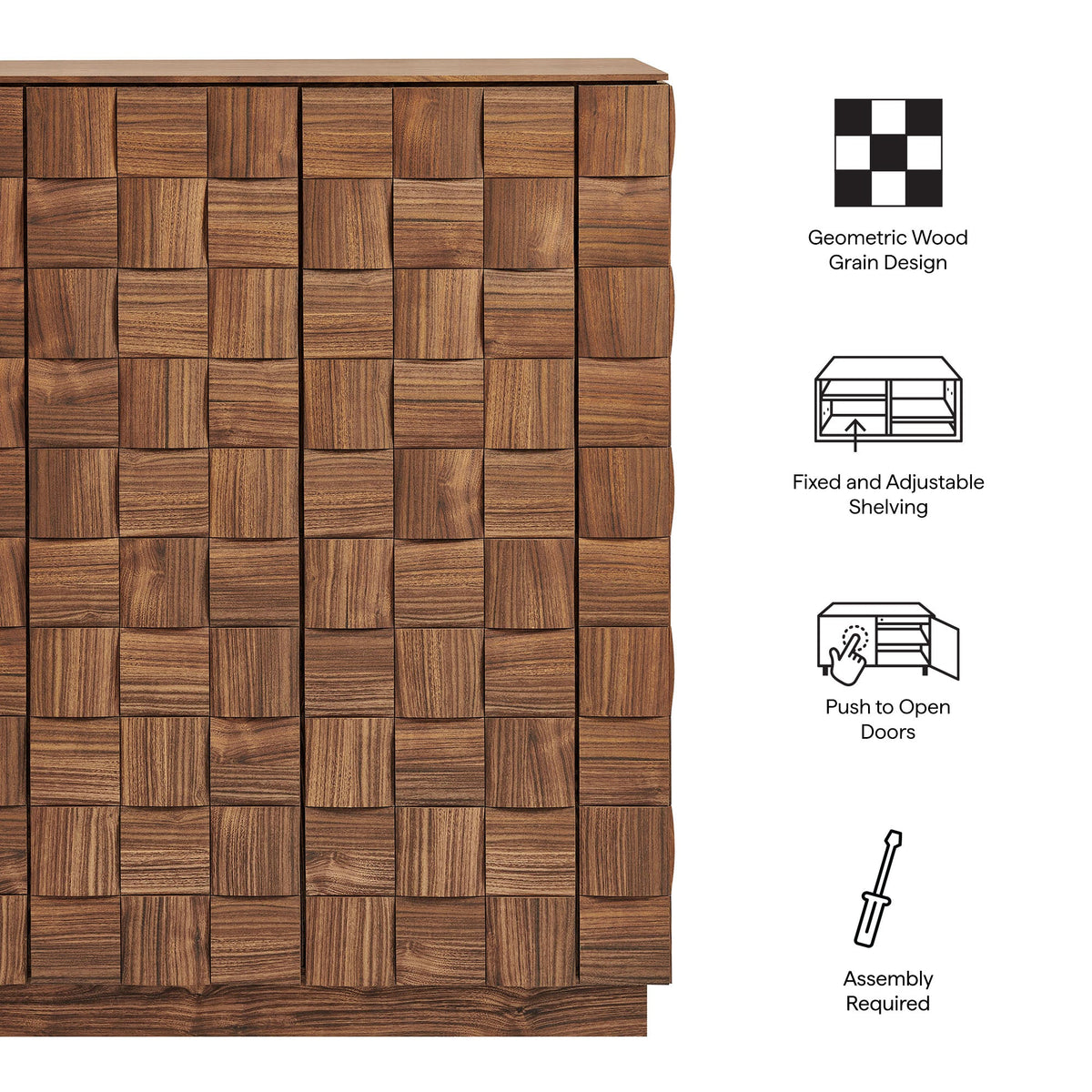 Duskin Walnut 39 Inch Geometric Block Design Tall Storage Cabinet - Ornate Home