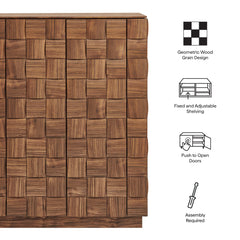 Duskin Walnut 39 Inch Geometric Block Design Tall Storage Cabinet - Ornate Home
