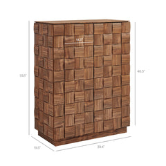 Duskin Walnut 39 Inch Geometric Block Design Tall Storage Cabinet - Ornate Home