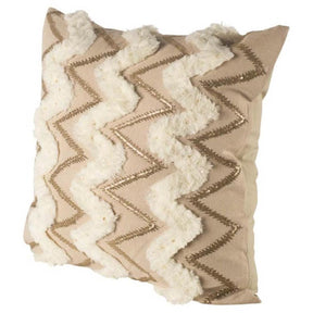 Duston Tan/White 22x22 Zig Zag Pillow Cover - Ornate Home