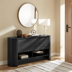 Duval Black 62 Inch Oval Sideboard - Ornate Home