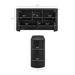 Duval Black 62 Inch Oval Sideboard - Ornate Home