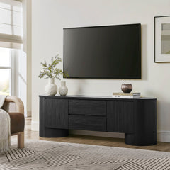 Duval Black 71 Inch Oval TV Cabinet - Ornate Home