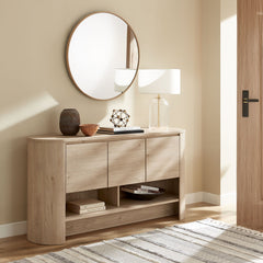 Duval Light Oak 62 Inch Oval Sideboard - Ornate Home