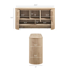 Duval Light Oak 62 Inch Oval Sideboard - Ornate Home