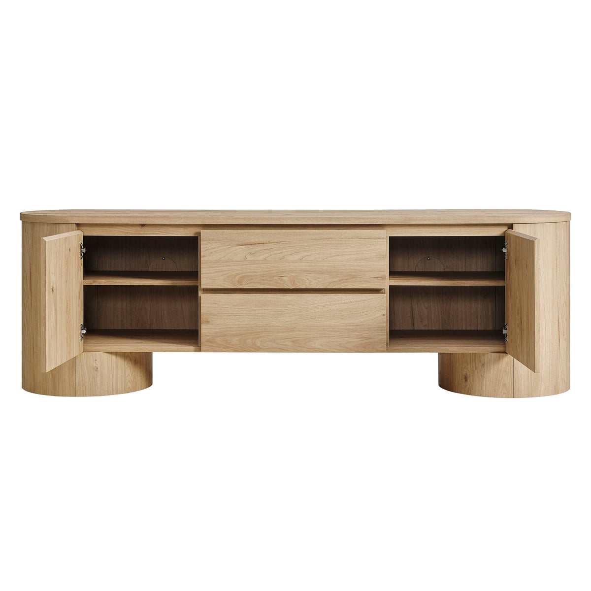 Duval Light Oak 71 Inch Oval TV Cabinet - Ornate Home