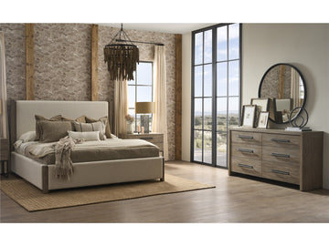 Dwell Boulder/Asbury Oatmeal Queen Upholstered Bed - Ornate Home