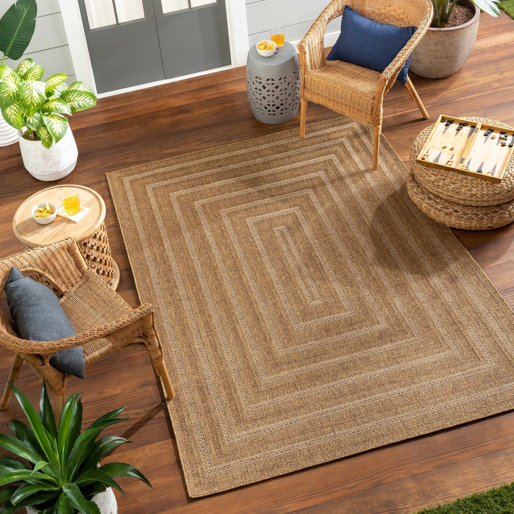 Dyami Flatweave Faux Jute Outdoor Rug - Ornate Home