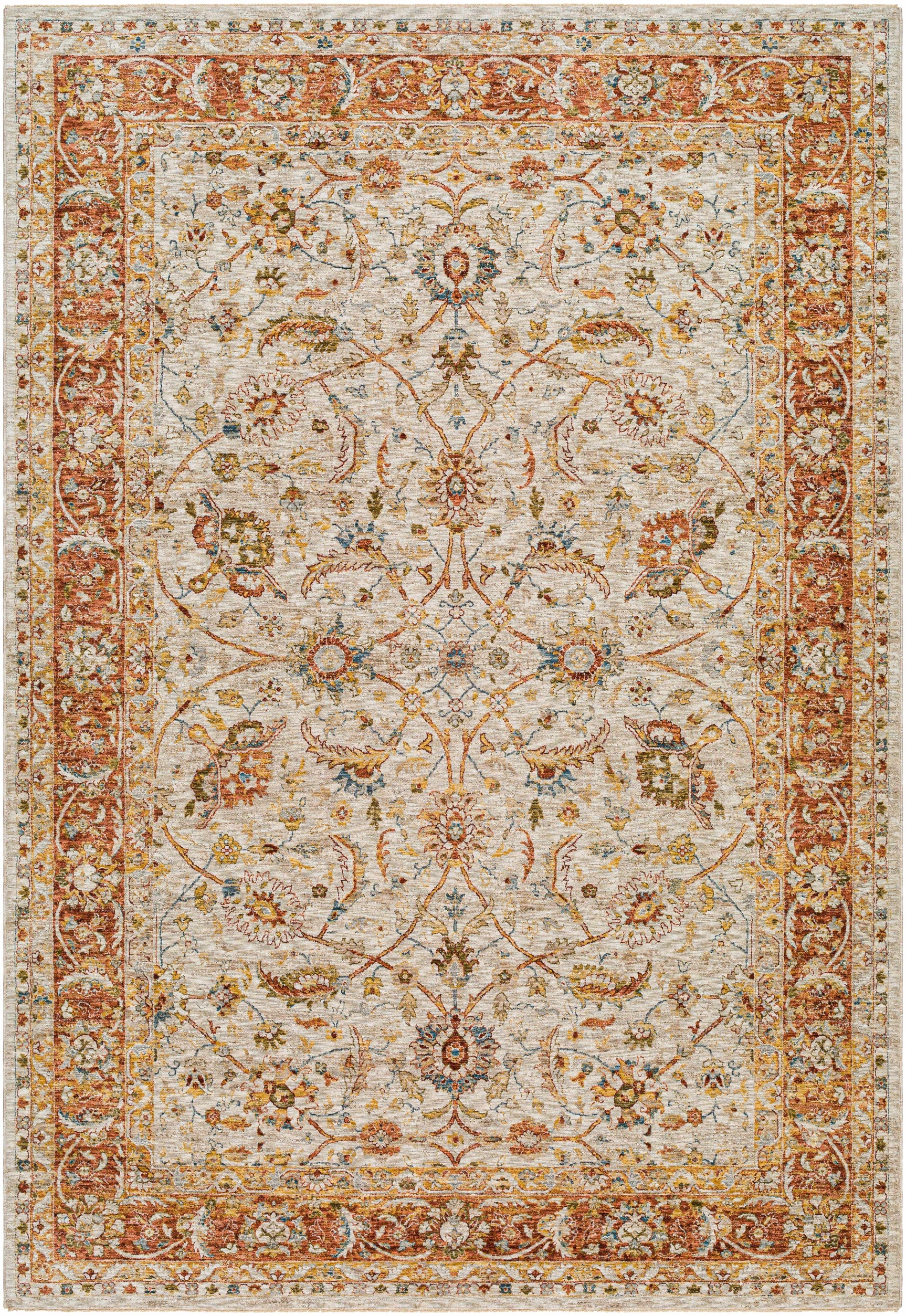 Dyan Cream Textured Rug with Fringes - Ornate Home