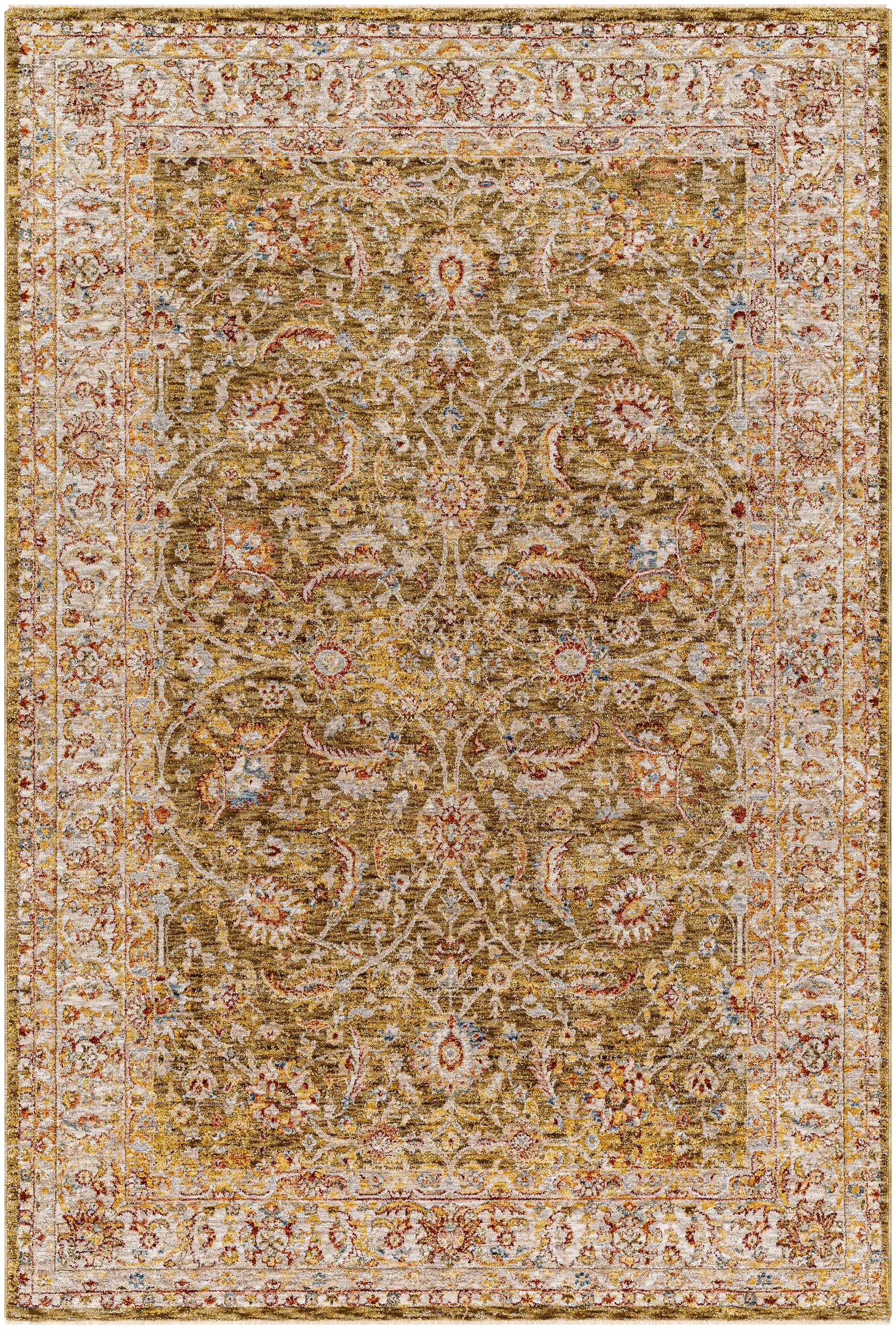 Dyan Green Textured Rug with Fringes - Ornate Home
