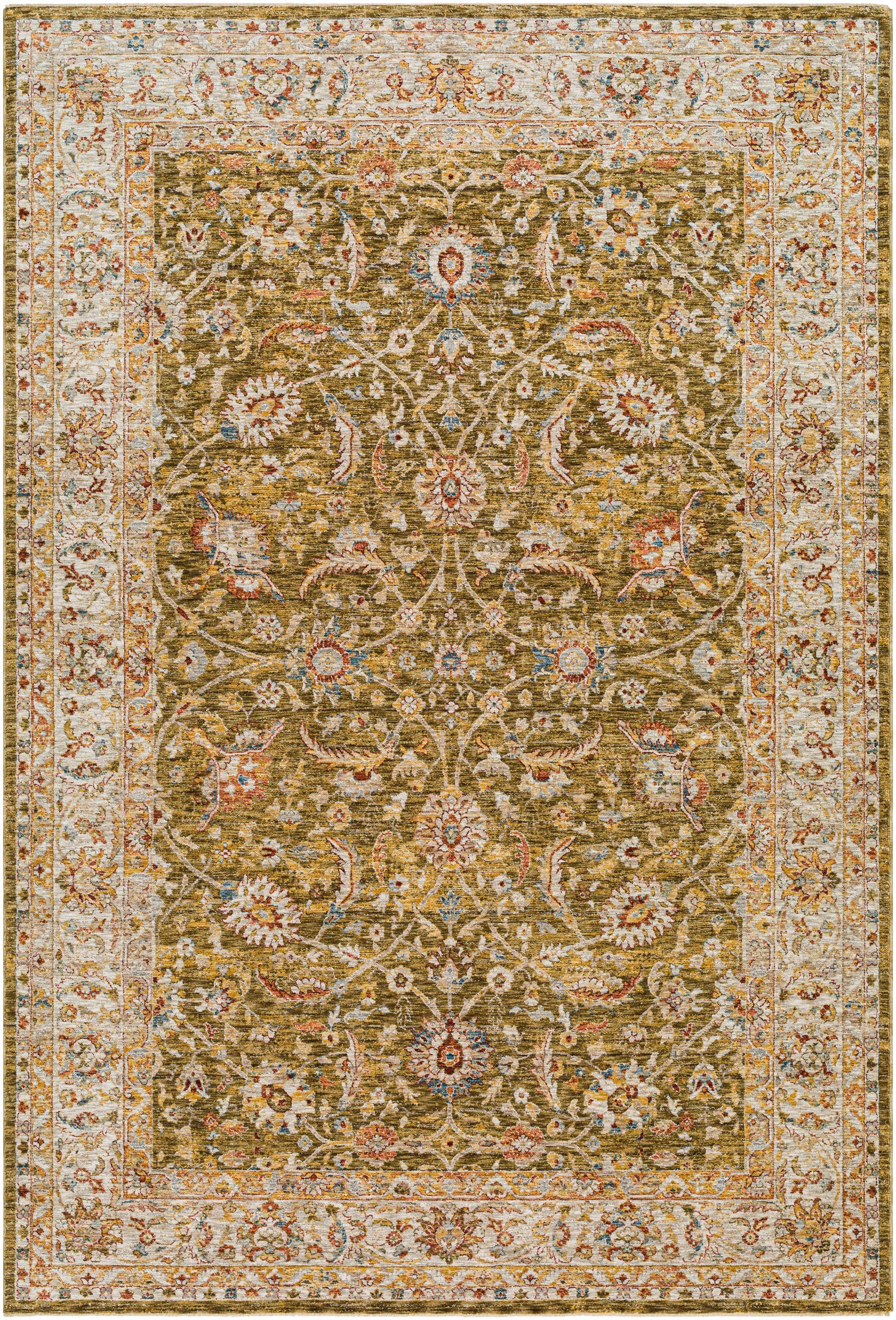 Dyan Green Textured Rug with Fringes - Ornate Home