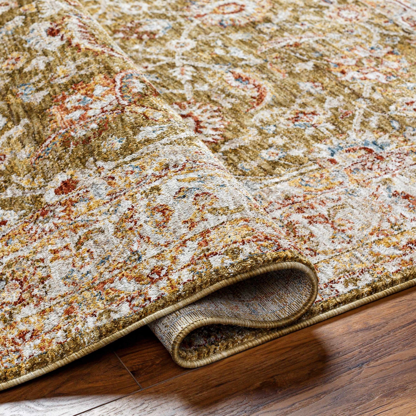Dyan Green Textured Rug with Fringes - Ornate Home