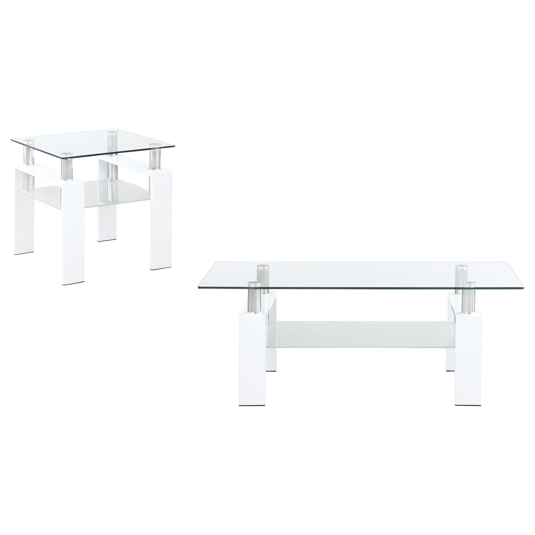 Dyer White 2-piece Rectangular Coffee and End Table Set - Ornate Home
