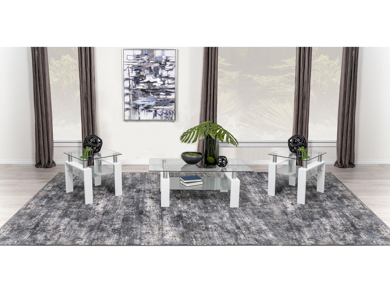 Dyer White 3-piece Rectangular Coffee and End Table Set - Ornate Home