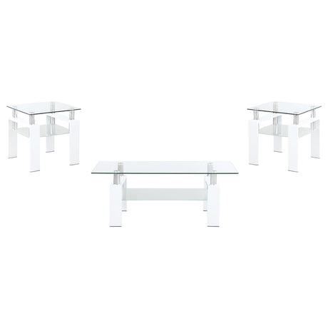 Dyer White 3-piece Rectangular Coffee and End Table Set - Ornate Home
