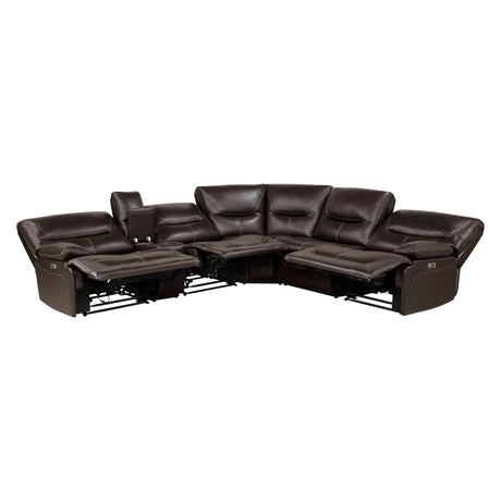 Dyersburg Brown 6-Piece Power Reclining Sectional - Ornate Home