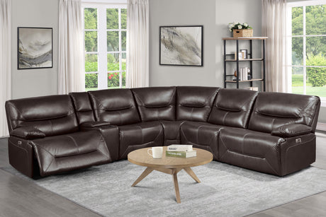Dyersburg Brown 6-Piece Power Reclining Sectional - Ornate Home