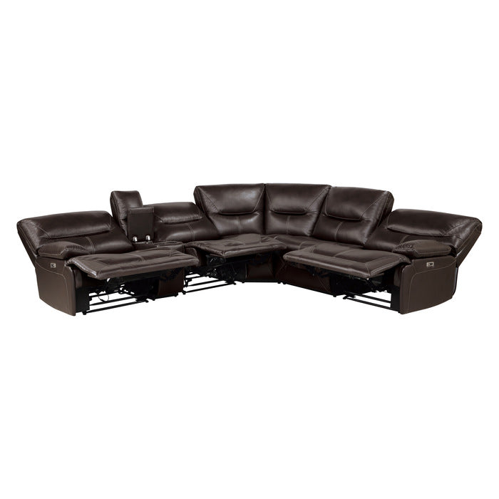 Dyersburg Brown 6-Piece Power Reclining Sectional - Ornate Home