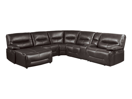 Dyersburg Brown 6-Piece Power Reclining Sectional with Left Chaise - Ornate Home