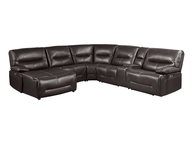 Dyersburg Brown 6-Piece Power Reclining Sectional with Left Chaise - Ornate Home