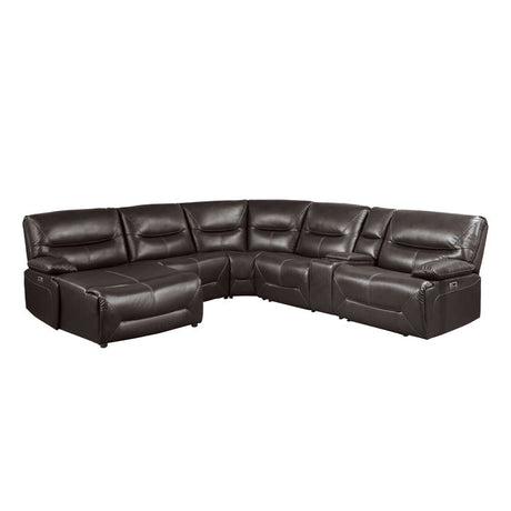 Dyersburg Brown 6-Piece Power Reclining Sectional with Left Chaise - Ornate Home