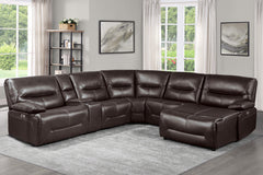 Dyersburg Brown 6-Piece Power Reclining Sectional with Right Chaise - Ornate Home