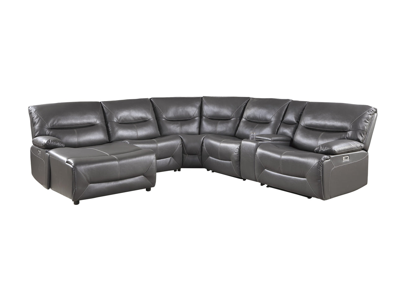 Dyersburg Gray 6-Piece Power Reclining Sectional with Left Chaise - Ornate Home