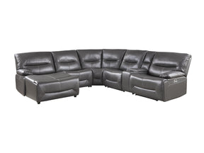 Dyersburg Gray 6-Piece Power Reclining Sectional with Left Chaise - Ornate Home