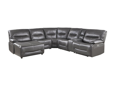 Dyersburg Gray 6-Piece Power Reclining Sectional with Left Chaise - Ornate Home