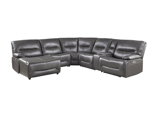 Dyersburg Gray 6-Piece Power Reclining Sectional with Left Chaise - Ornate Home