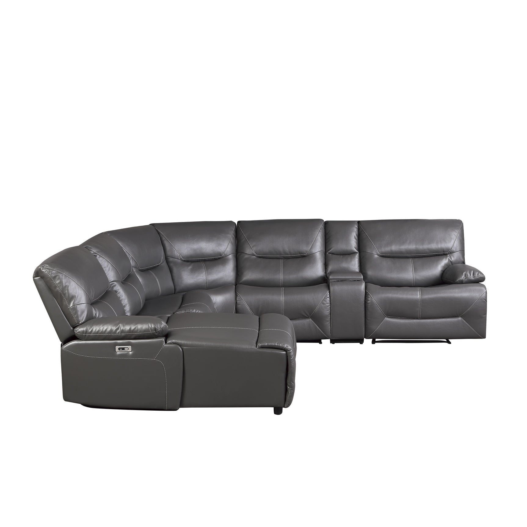 Dyersburg Gray 6-Piece Power Reclining Sectional with Left Chaise - Ornate Home