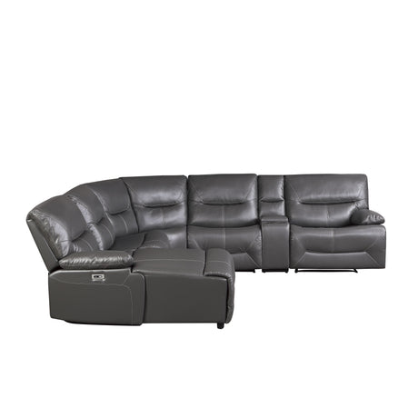 Dyersburg Gray 6-Piece Power Reclining Sectional with Left Chaise - Ornate Home