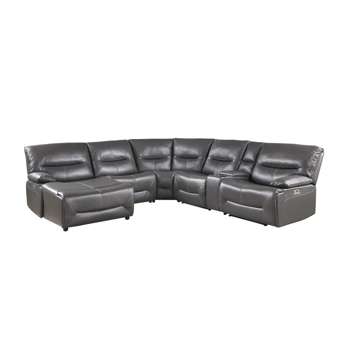 Dyersburg Gray 6-Piece Power Reclining Sectional with Left Chaise - Ornate Home