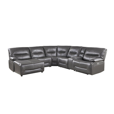 Dyersburg Gray 6-Piece Power Reclining Sectional with Left Chaise - Ornate Home