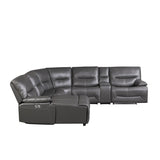 Dyersburg Gray 6-Piece Power Reclining Sectional with Left Chaise - Ornate Home