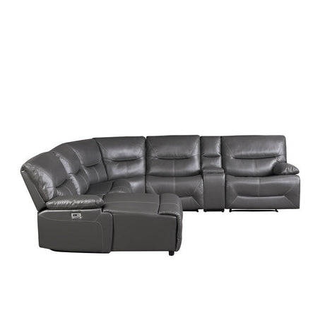 Dyersburg Gray 6-Piece Power Reclining Sectional with Left Chaise - Ornate Home