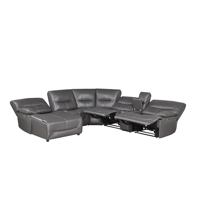 Dyersburg Gray 6-Piece Power Reclining Sectional with Left Chaise - Ornate Home
