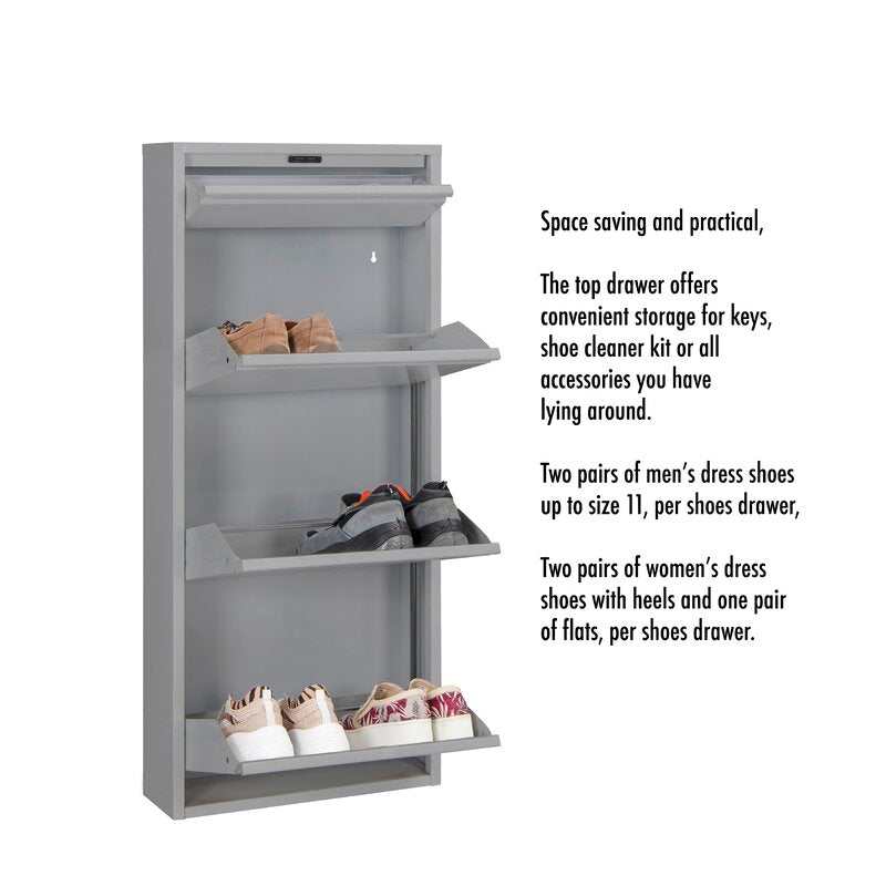 Dylan Gray Metal 4 Doors Shoe Cabinet - Ornate Home