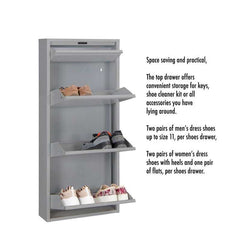 Dylan Gray Metal 4 Doors Shoe Cabinet - Ornate Home