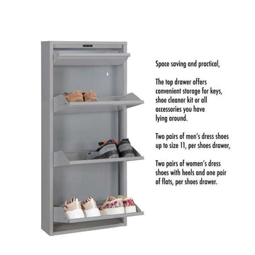 Dylan Gray Metal 4 Doors Shoe Cabinet - Ornate Home