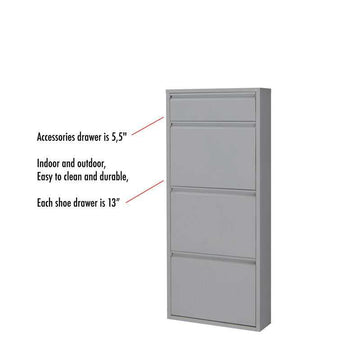 Dylan Gray Metal 4 Doors Shoe Cabinet - Ornate Home