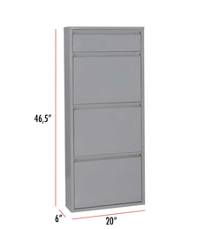Dylan Gray Metal 4 Doors Shoe Cabinet - Ornate Home