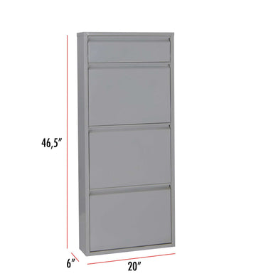 Dylan Gray Metal 4 Doors Shoe Cabinet - Ornate Home