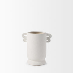 Dylan Off-White Small Textured with Handles Ceramic Vase - Ornate Home